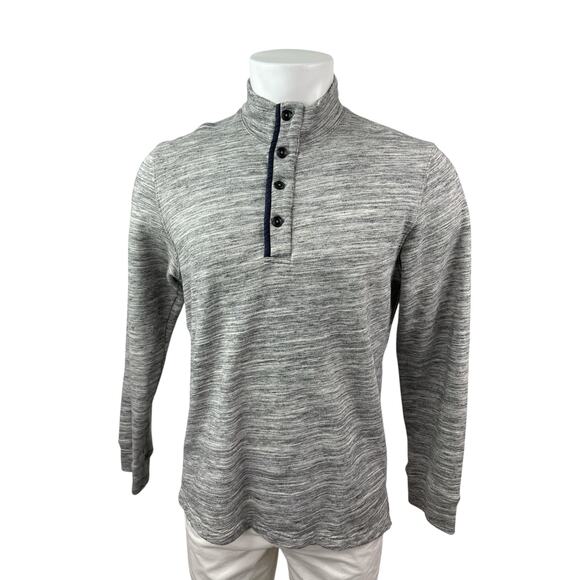 Relwen Men's Gray Heather 1/4 Snap Long Sleeve Stand Collar Sweatshirt Top Sz M